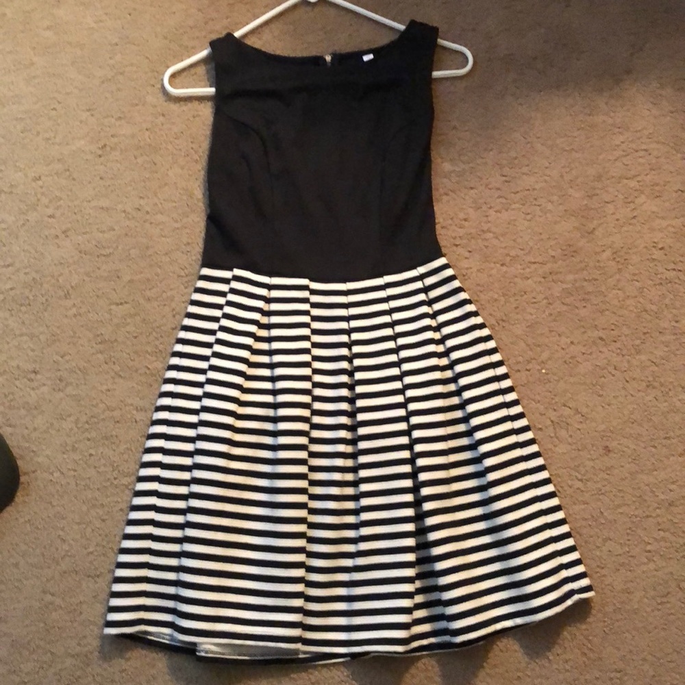 Black and white striped dress
